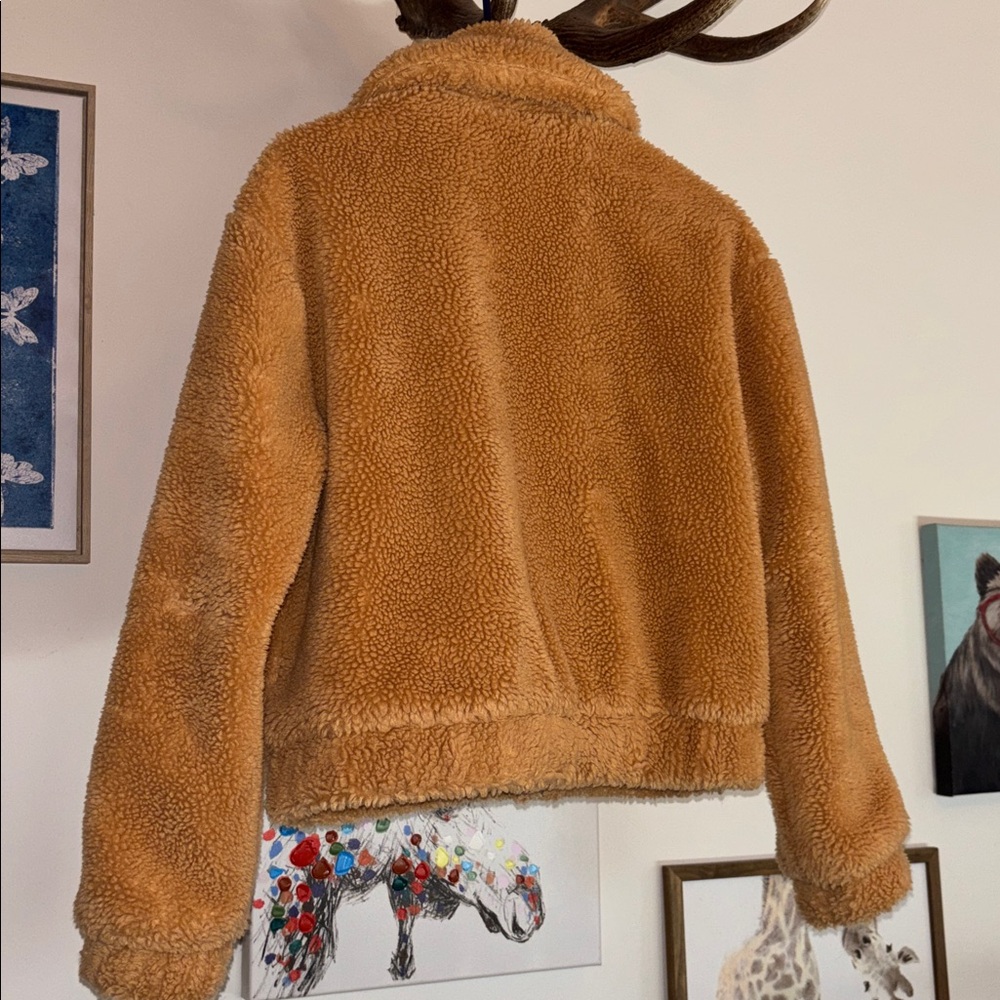 Urban Outfitters Teddy🧸 Crop Bomber Jacket, Size Small - Picture 3 of 16